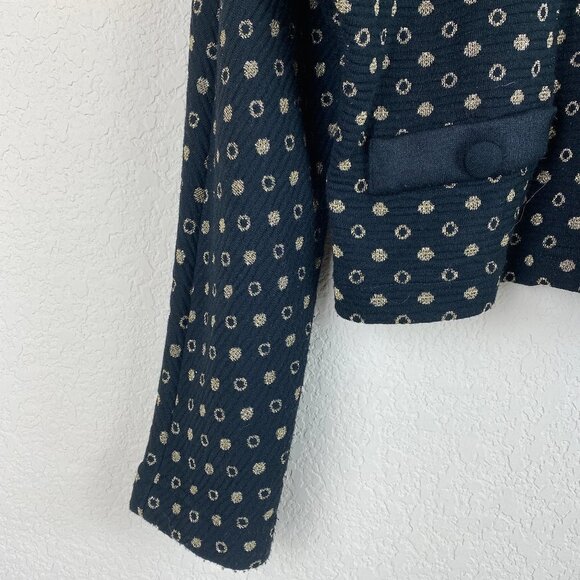 VINTAGE Gold Polka Dot Knit Crop Sweater Jacket SP - Picture 6 of 14